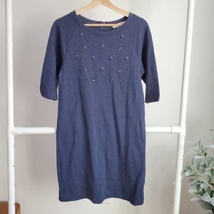 NWT LOFT navy blue midi sleeve dress